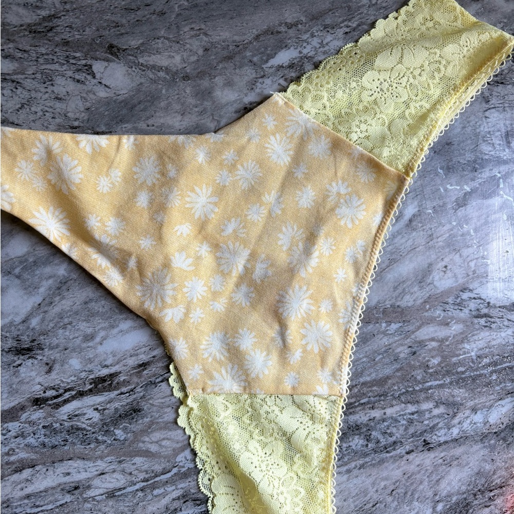 PINK Victoria's Secret Yellow Lace Panties